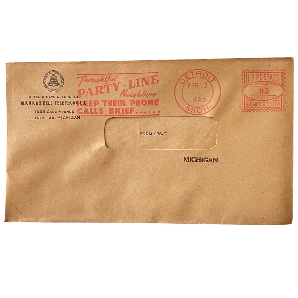 Kansas City Mo Missouri Bell Telephone System Mailer Envelope 1943 Ephemera 3¢